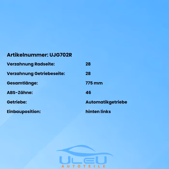 Drivaksel Jaguar XK venstre bak 775 mm